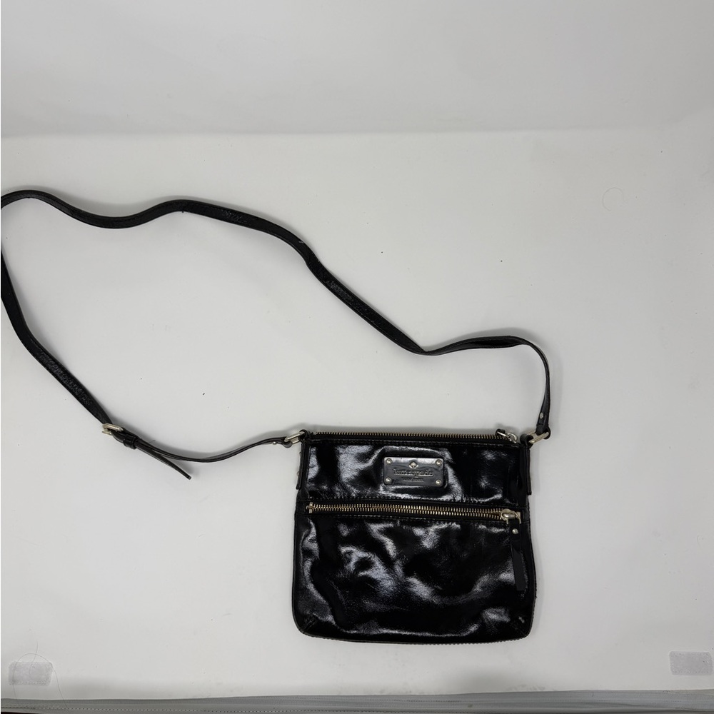 Kate spade Black Leather Crossbody Bag with Front Zip Pocket